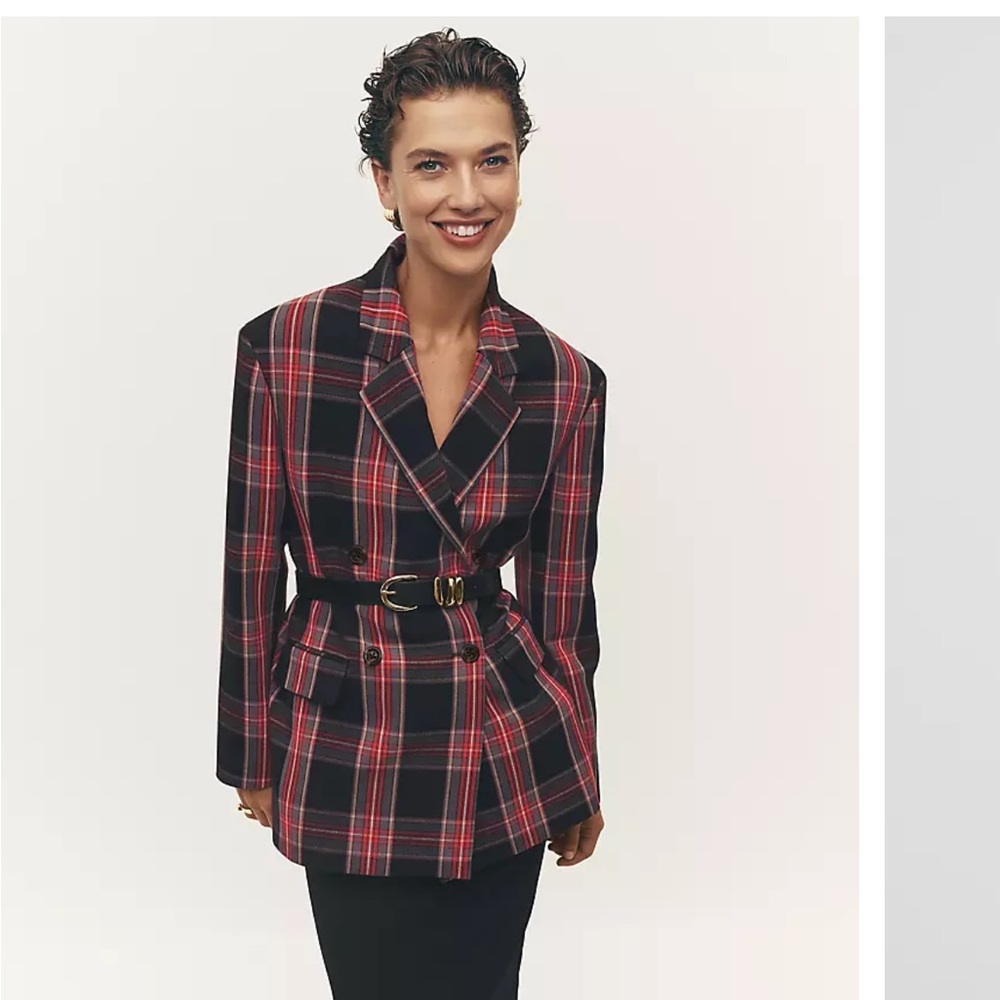 Ann Taylor Black and Red Plaid Blazer